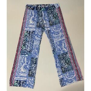 LILLY PULITZER Bal Harbour Palazzo Pant Blue‎ Patchwork Size LARGE